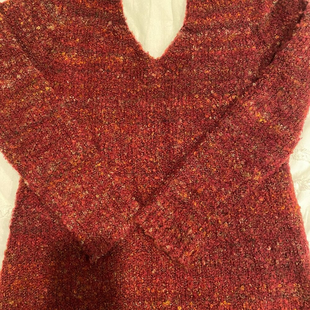 NEW Stitch Fix Market & Spruce Fiera Boucle Double V Neck Pullover Sweater Small